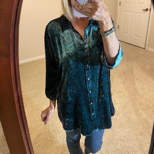 Johnny Was Velvet Button Down Top